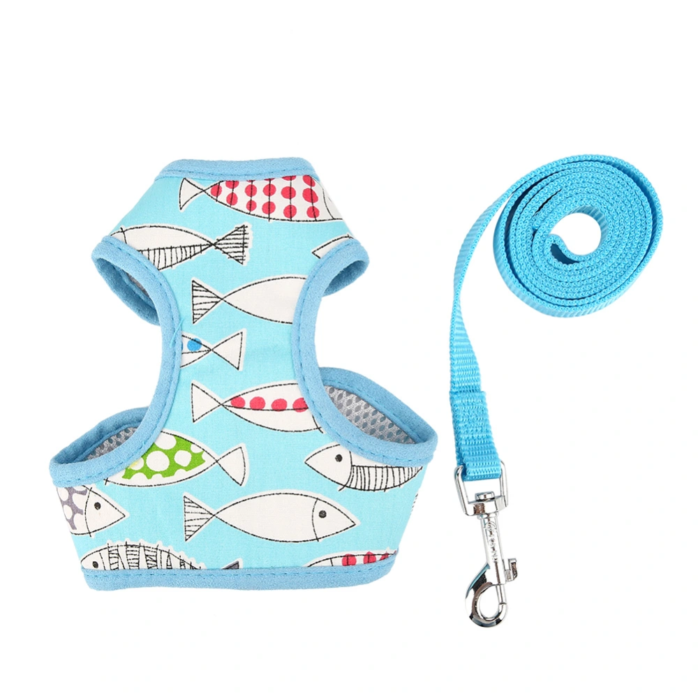 Comfortable Breathable Cute Cartoon Vest Pattern Dog Pet Harness Pet Clothes(Blue, S)