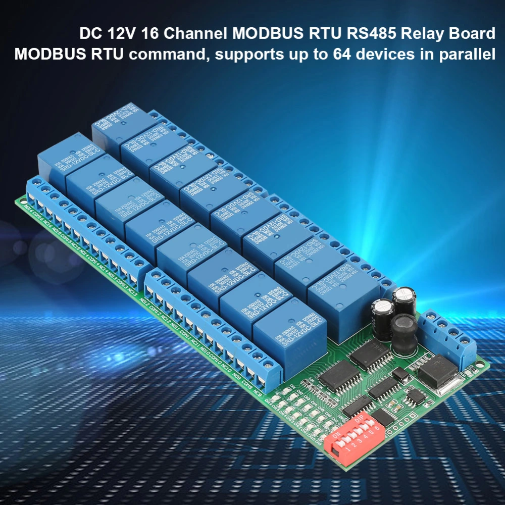 DC 12V 16 Channel MODBUS RTU RS485 Relay Module Board PLC Controller Serial Port Switch