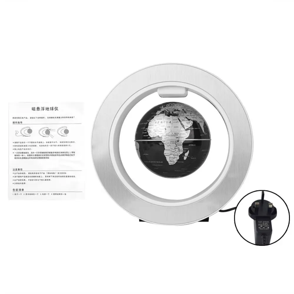 Floating Globe Magnetic Levitation Rotating World Map Globe with LED Light Decor (UK Plug)