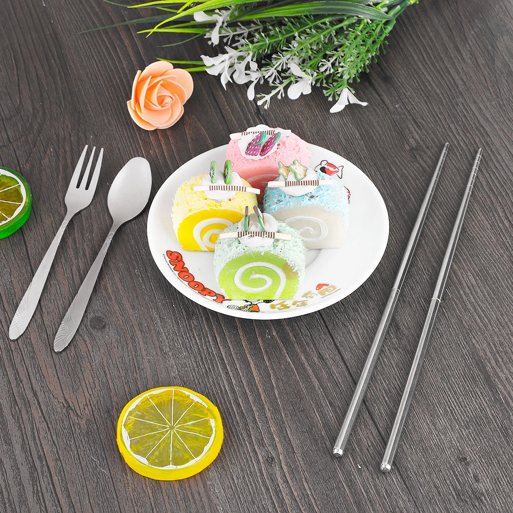 Portable Spoon Fork Chopsticks Stainless Steel Camping Travel Tableware Set (Coffee)