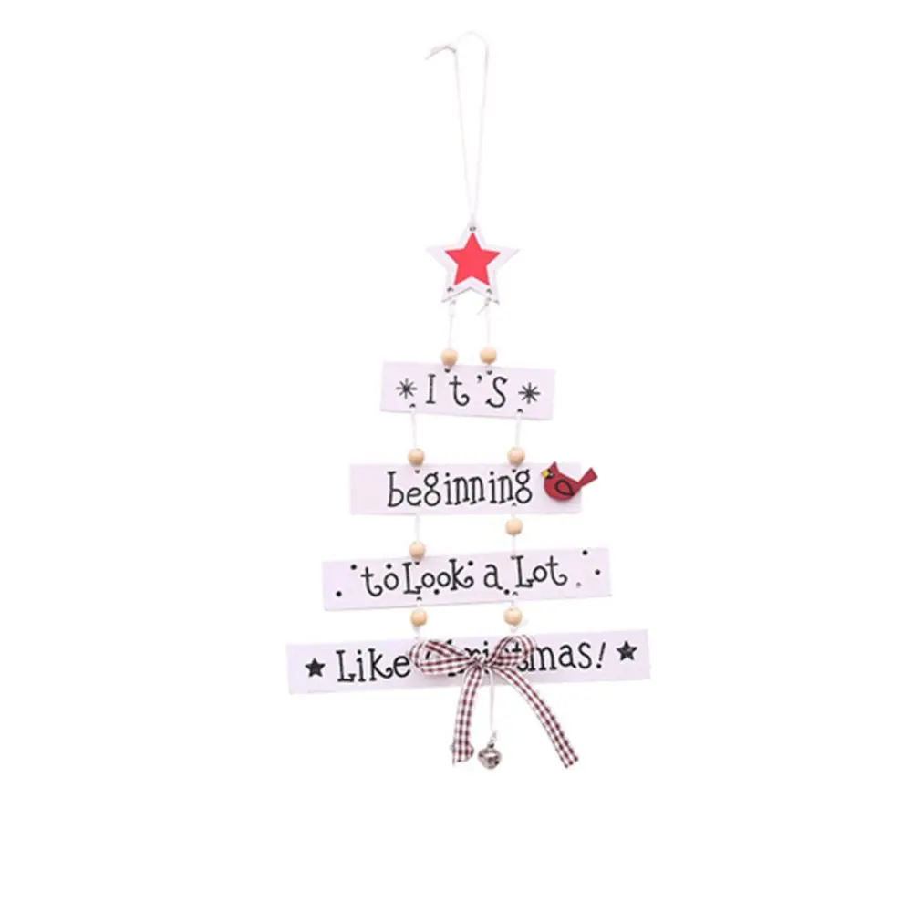 Christmas Festival Window Display Door Wooden Hanging Ornament Beautiful Xmas Decor(White)