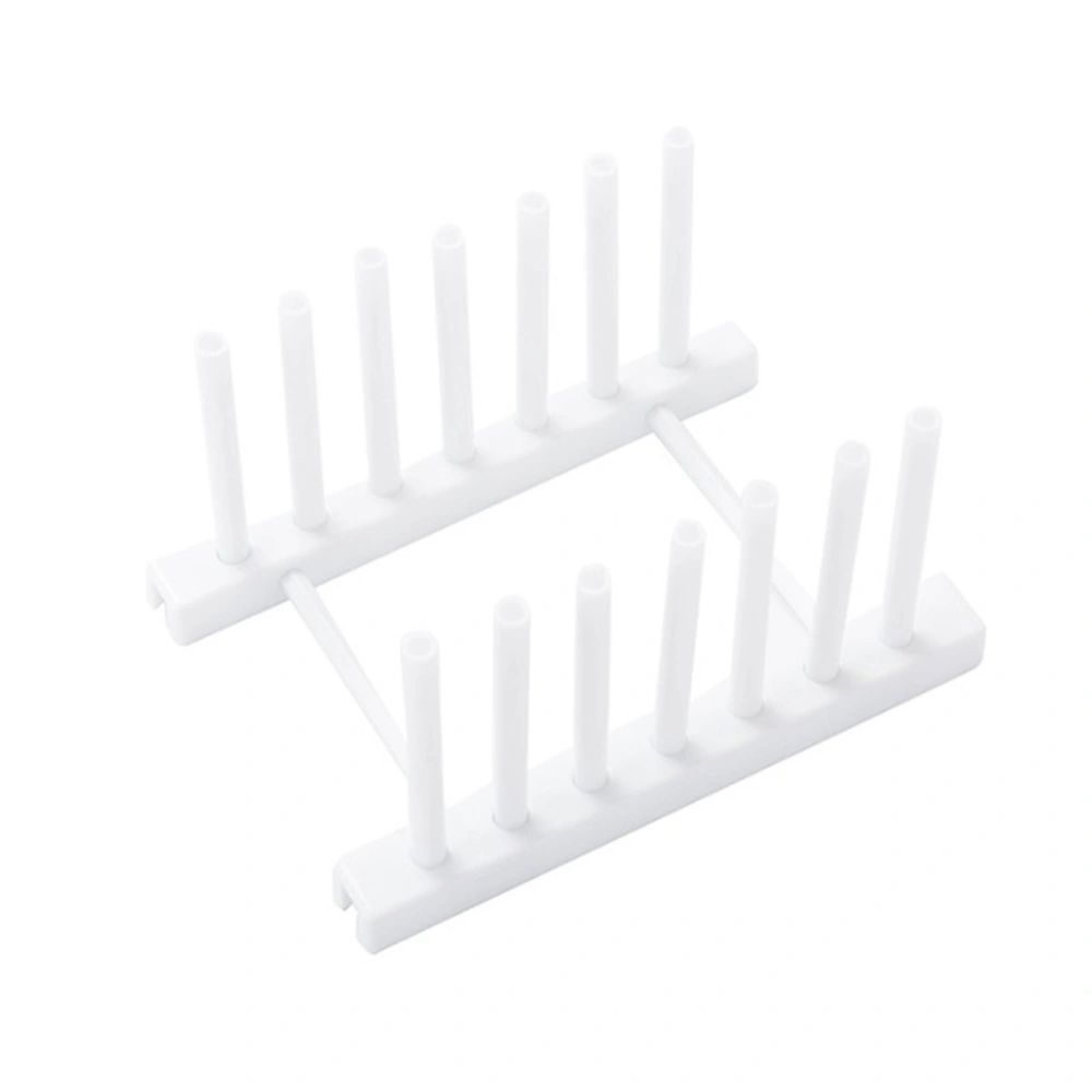 ABS Plate Dish Drying Rack Drainer Pot Lid Organizer Detachable Shelf Kitchen Tool (White)