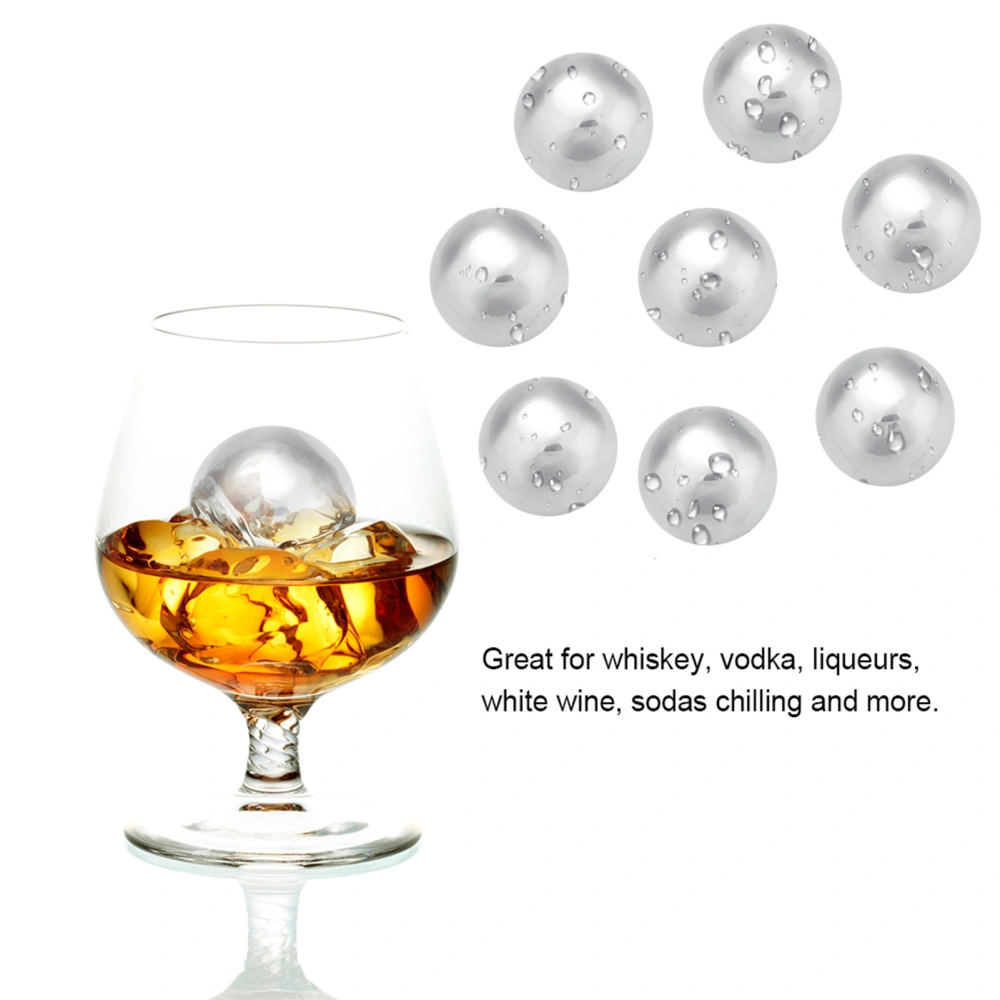 Stainless Steel Ice Spheres Chills Wine Whiskey Drink Chiller Stones Rocks with Tong(Ball)