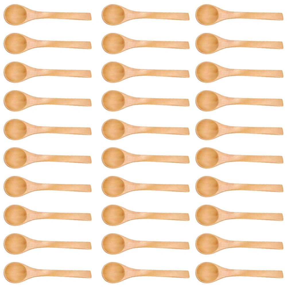 30pcs Mini Natural Wooden Children Spoon Kitchen Condiment Tool