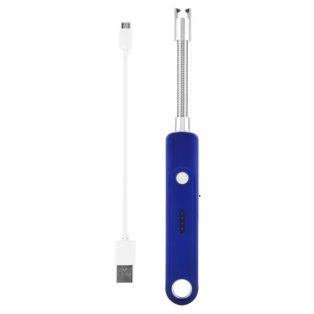 USB Rechargeable Windproof Electric Arc Lighter for BBQ Camping Stovestop (Blue)