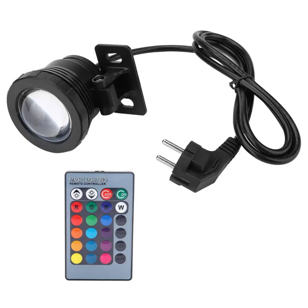 5W AC85-265V EU Plug RGB LED Underwater Light Waterproof Multicolor Spotlight Lamp Black