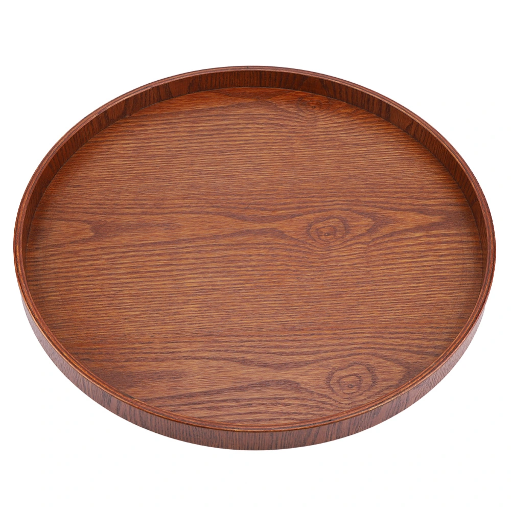 Round Shape Solid Wood Tea Coffee Snack Food Meals Serving Tray Plate Restaurant Trays Wooden