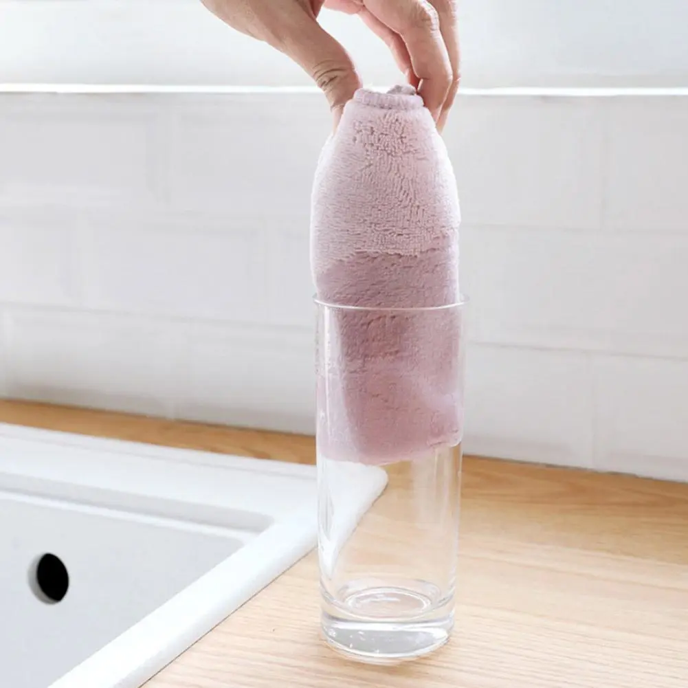 Kitchen Hanging Hand Towel Super Absorbent Coral fleece Soft Cleaning Dish Wipe