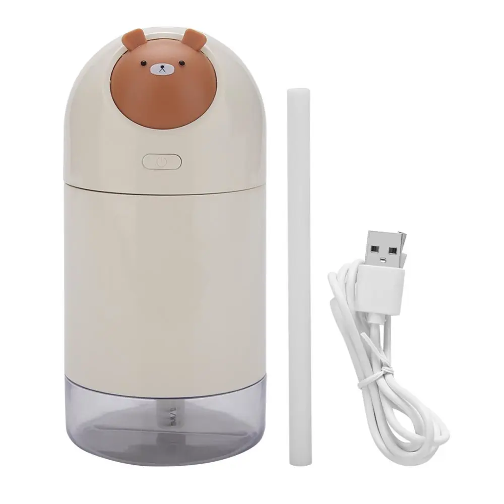 280mL Mini USB Humidifier Cartoon Air Moisturizing Refresher for Home Office Car(White Bear)