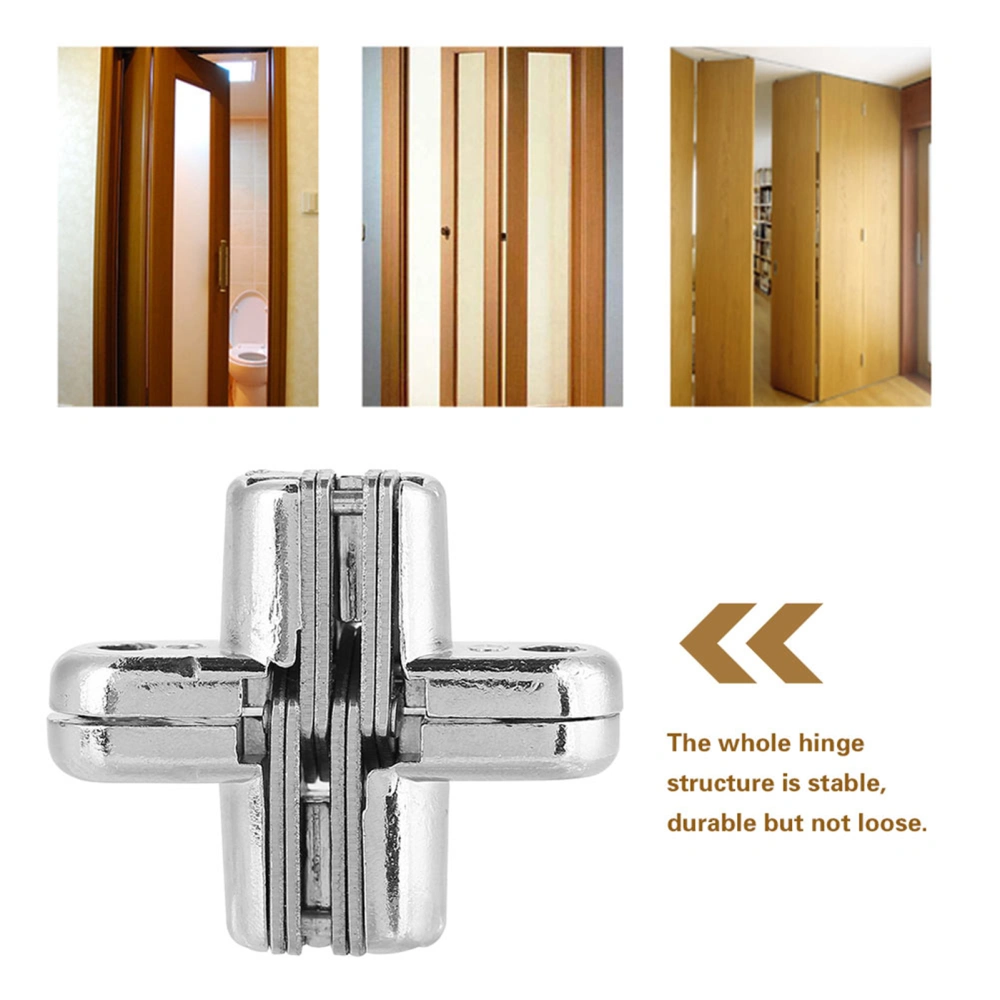 Zinc Alloy Hidden Hinges Invisible Concealed Cross Door Hinge Bearing Silver (M)