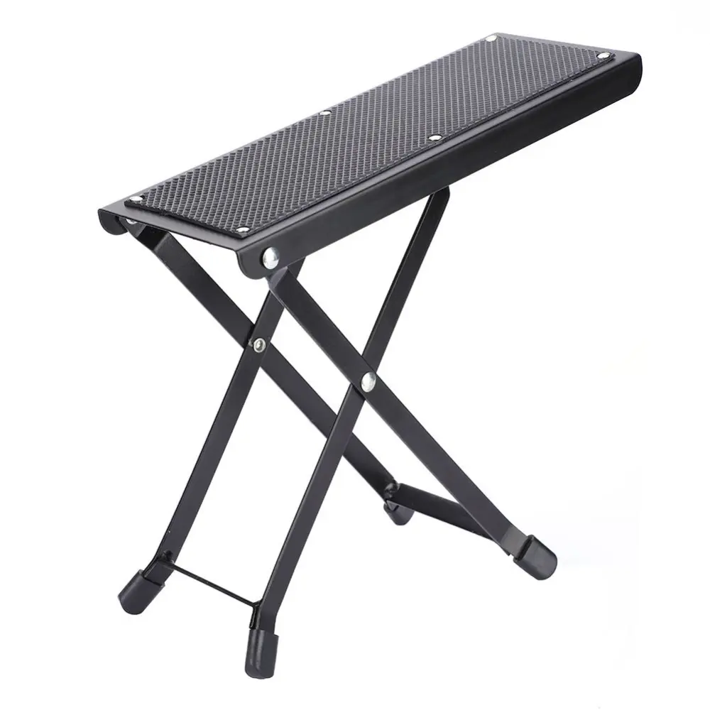 4-Positions Anti-slip Adjustable Folding Metal Guitar Foot Rest Stool Pedal Stand