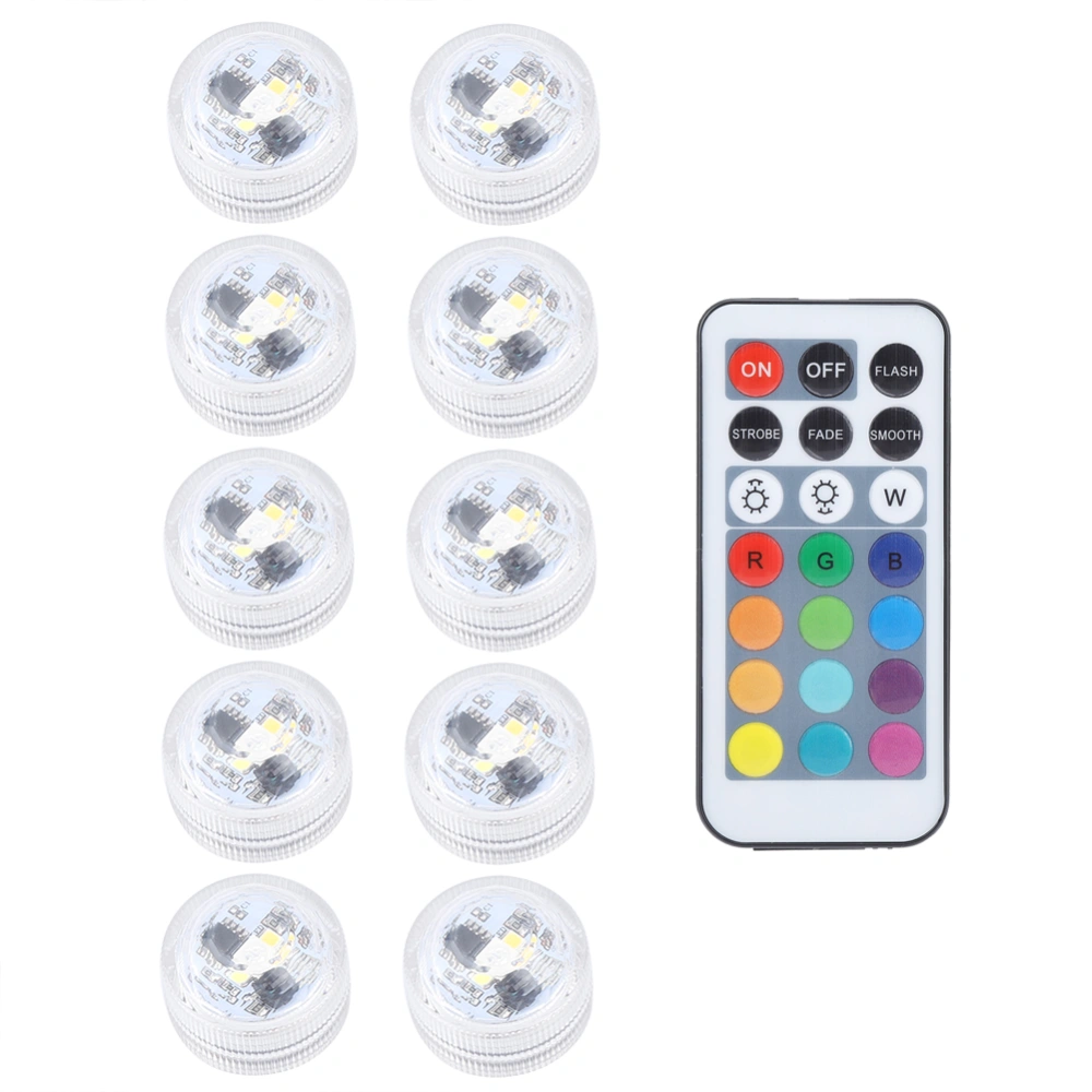 Round Waterproof LED Colorful Light Remote Control Diving Fish Tank Decor