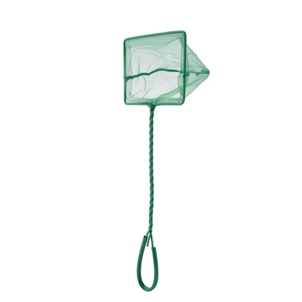 Portable Green Square Aquarium Fishbowl Fishing Landing Net Floating Objects Clean Tools 5 inch