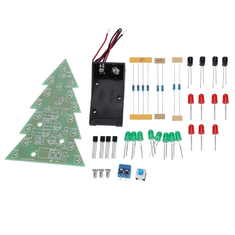 LED DIY PCB Circuit Board Kit Flash Tree 3D Christmas Tree Electronic Parts Set