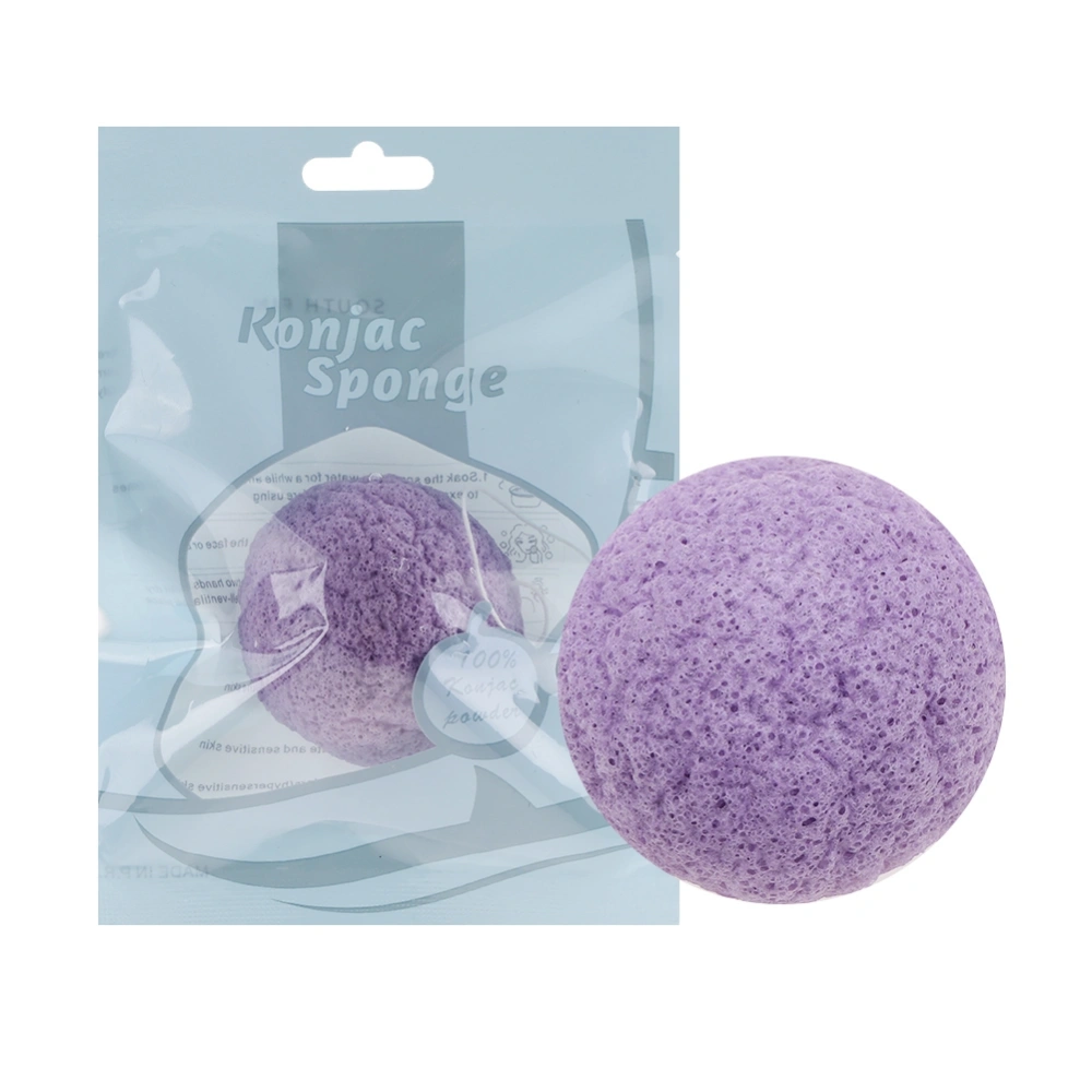 Semicircle Natural Konjac Washing Face Sponge Puff Facial Cleansing Care Tool Wet/Dry Purple