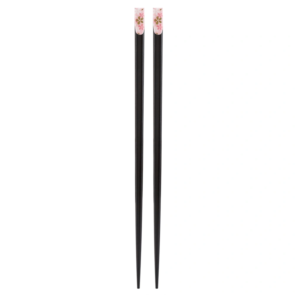 1 Pair of  Japanese Style Sakura  Pattern Reusable Durable Wooden Chopsticks (Pink)