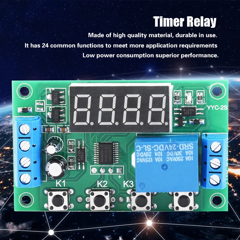 LED Display Adjustable Timer Relay Automation Control Switch Module (24V)