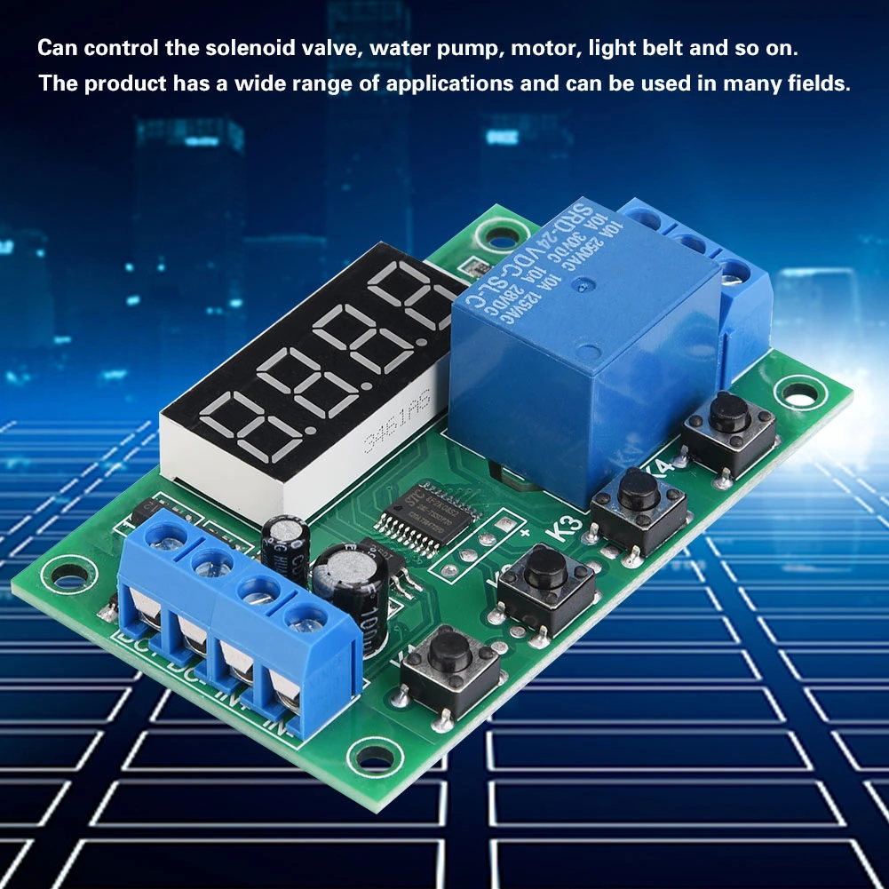 LED Display Adjustable Timer Relay Automation Control Switch Module (24V)