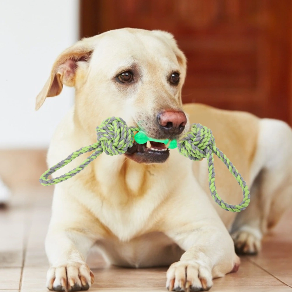 Large Pet Dog Puppy Braided Ball Puppy Chew Knots Tug Rope Chewing Toy Game (Green)