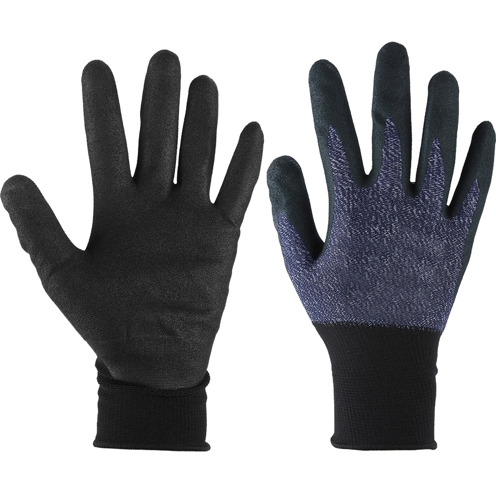 Nylon Spandex Wrapped with Foam Nitrile Coated Waterproof Working Gloves Garden S