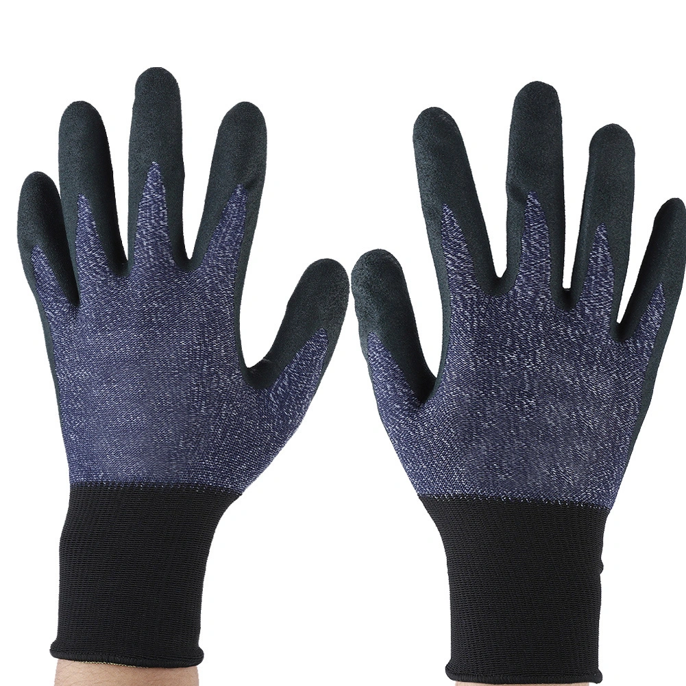 Nylon Spandex Wrapped with Foam Nitrile Coated Waterproof Working Gloves Garden S