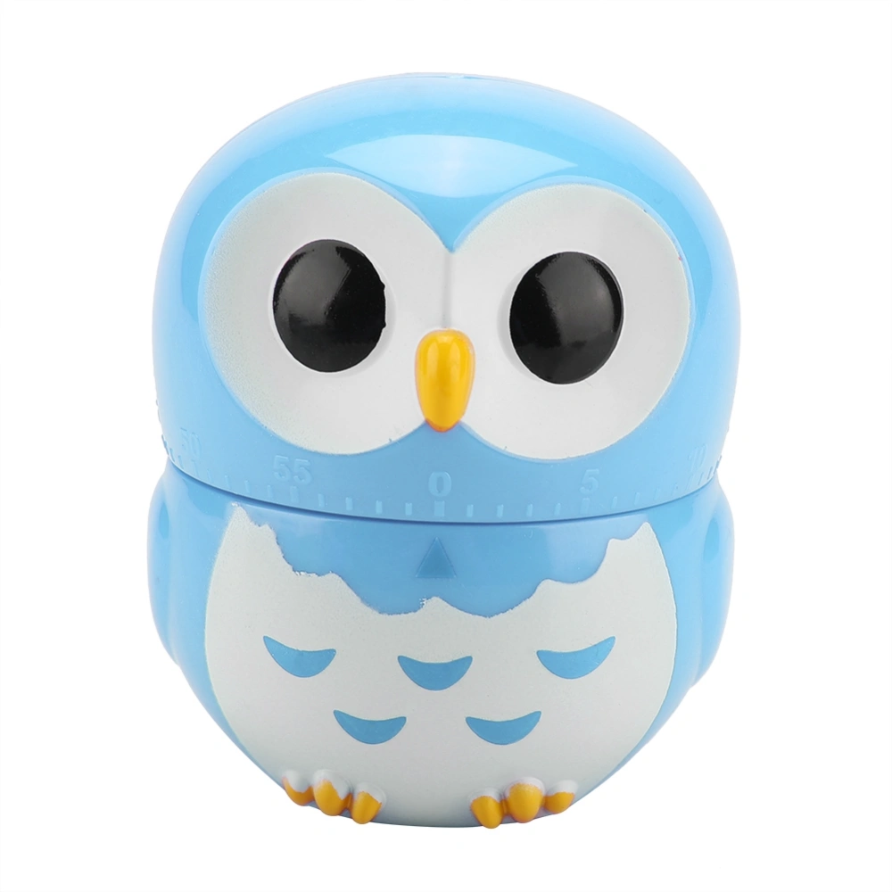 Cute Owl Shape Kitchen Manual Timer Mechanical Home Cooking Counters Clock(Blue)