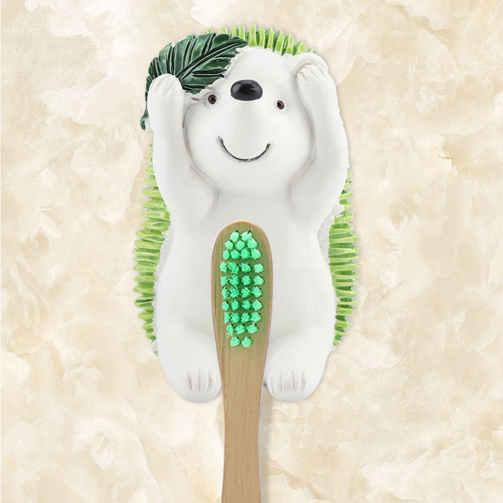 Hedgehog Shape Toothbrush Holder Hanger Self Adhesive Wall-mounted Bathroom Accessory (Green)