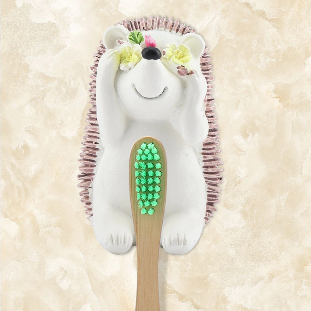 Hedgehog Shape Toothbrush Holder Hanger Self Adhesive Wall-mounted Bathroom Accessory (Coffee)