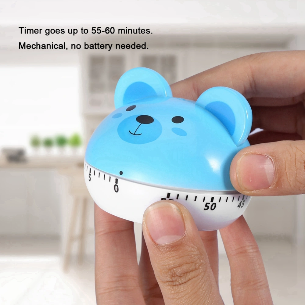 Mechanical Cooking Timer Manual Animal Shape Counters for Kitchen Timing Tool(Blue Bear)