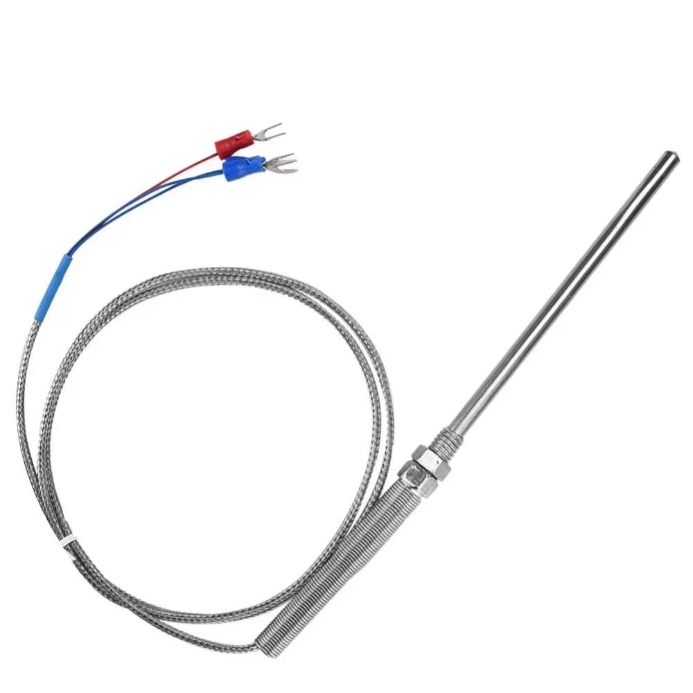 M8 Thread PT100 Platinum Resistor Thermocouple 100mm Probe Temperature Sensor Wire 0-400℃ (1 m)