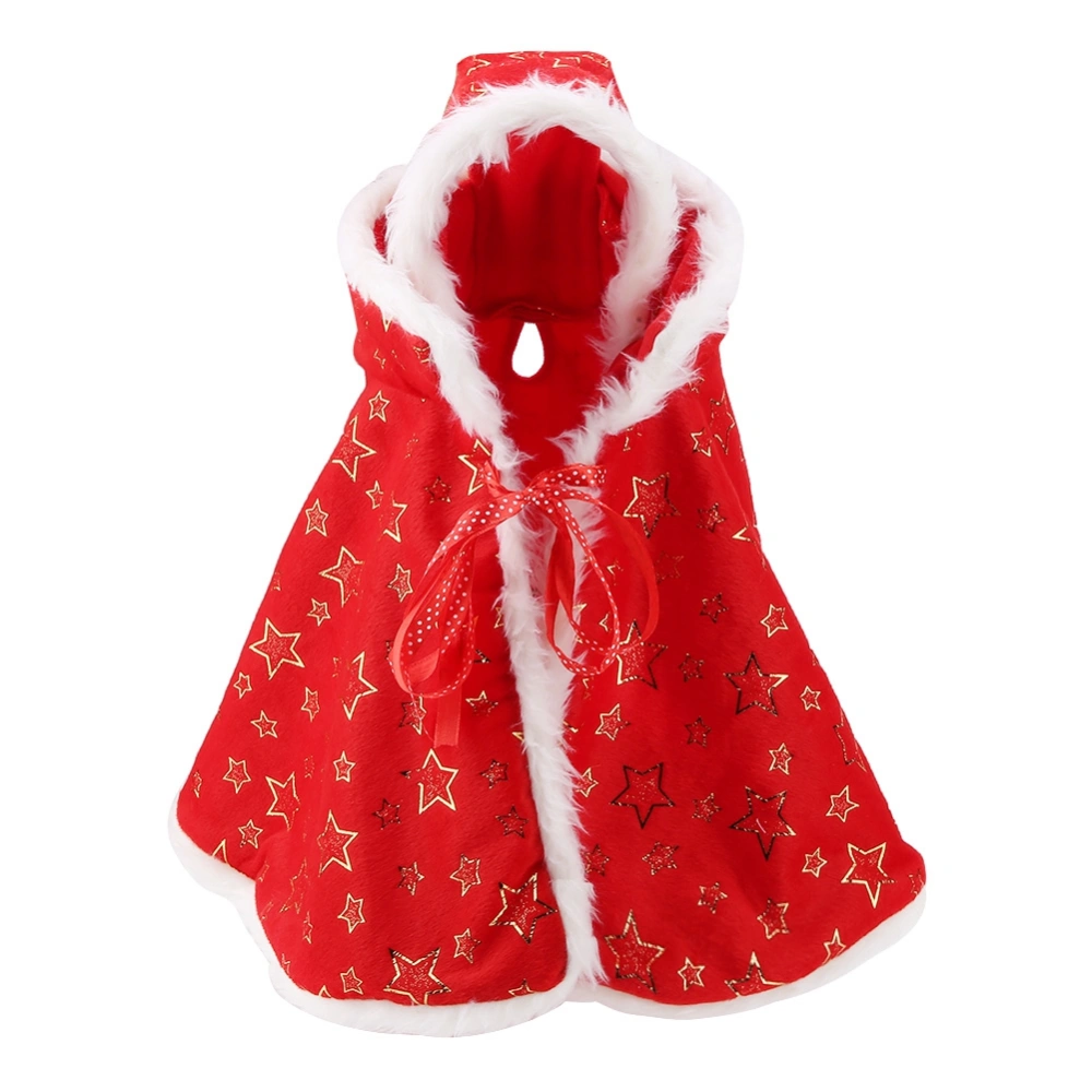 Pet Dog Cat Cloak with a Hat Puppy Red Hooded Shawl Winter Hoodie Coat for Christmas L