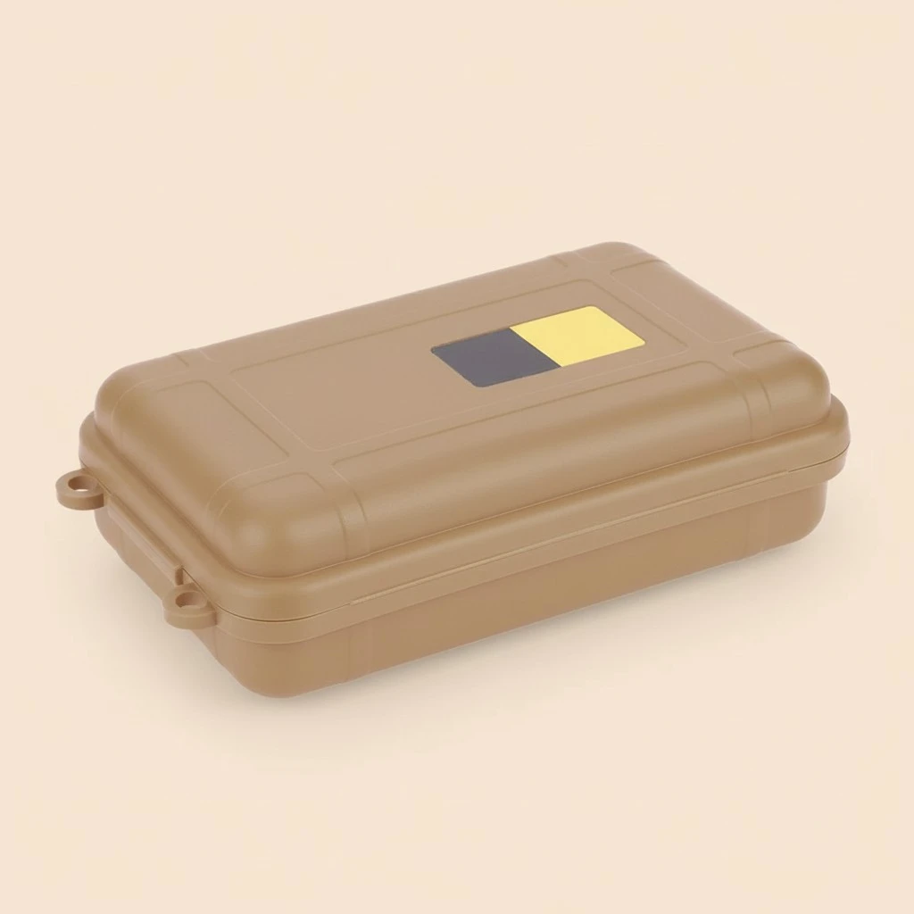 EDC Outdoor Survival Waterproof Equipment Sealed Box Dustproof Pressure-Proof (Tan Big)