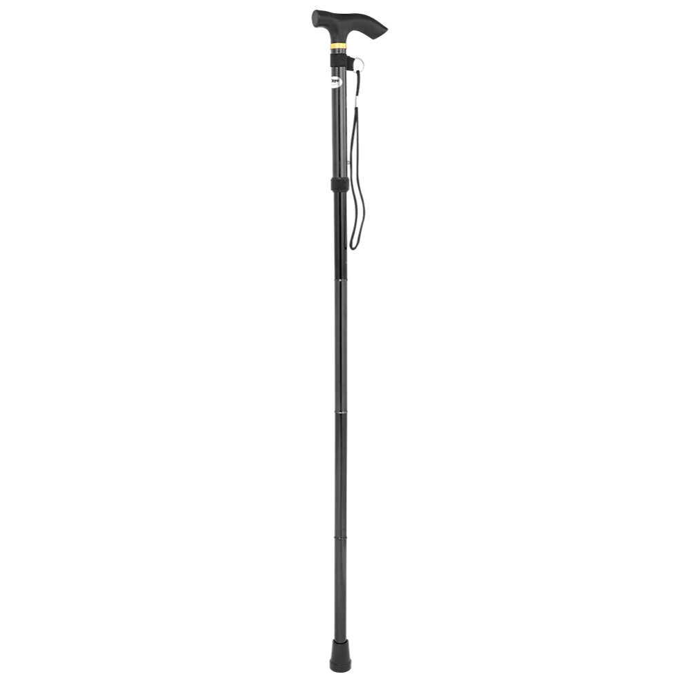 Aluminium Alloy Telescopic Lightweight Walking Cane Trekking Mountaineering Stick (Black)