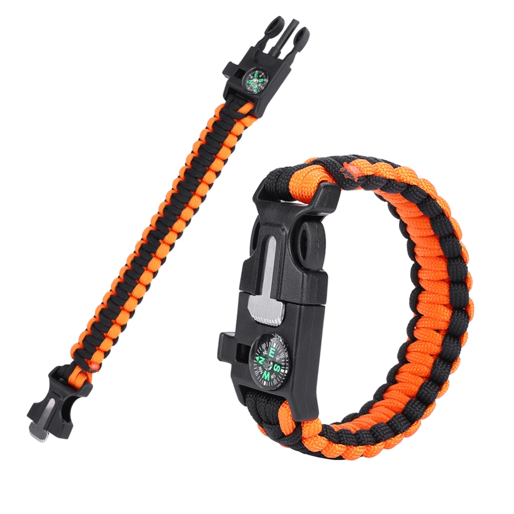 Paracord Survival Bracelets for Men Women Outdoor Bangles Wrap Umbrella Rope (Orange Black)