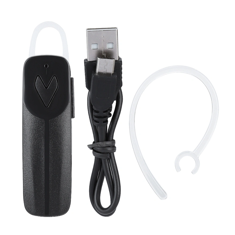 Wireless Bluetooth Single In-ear Bluetooth Hands-free Earpiece Headset Business Earphone Black