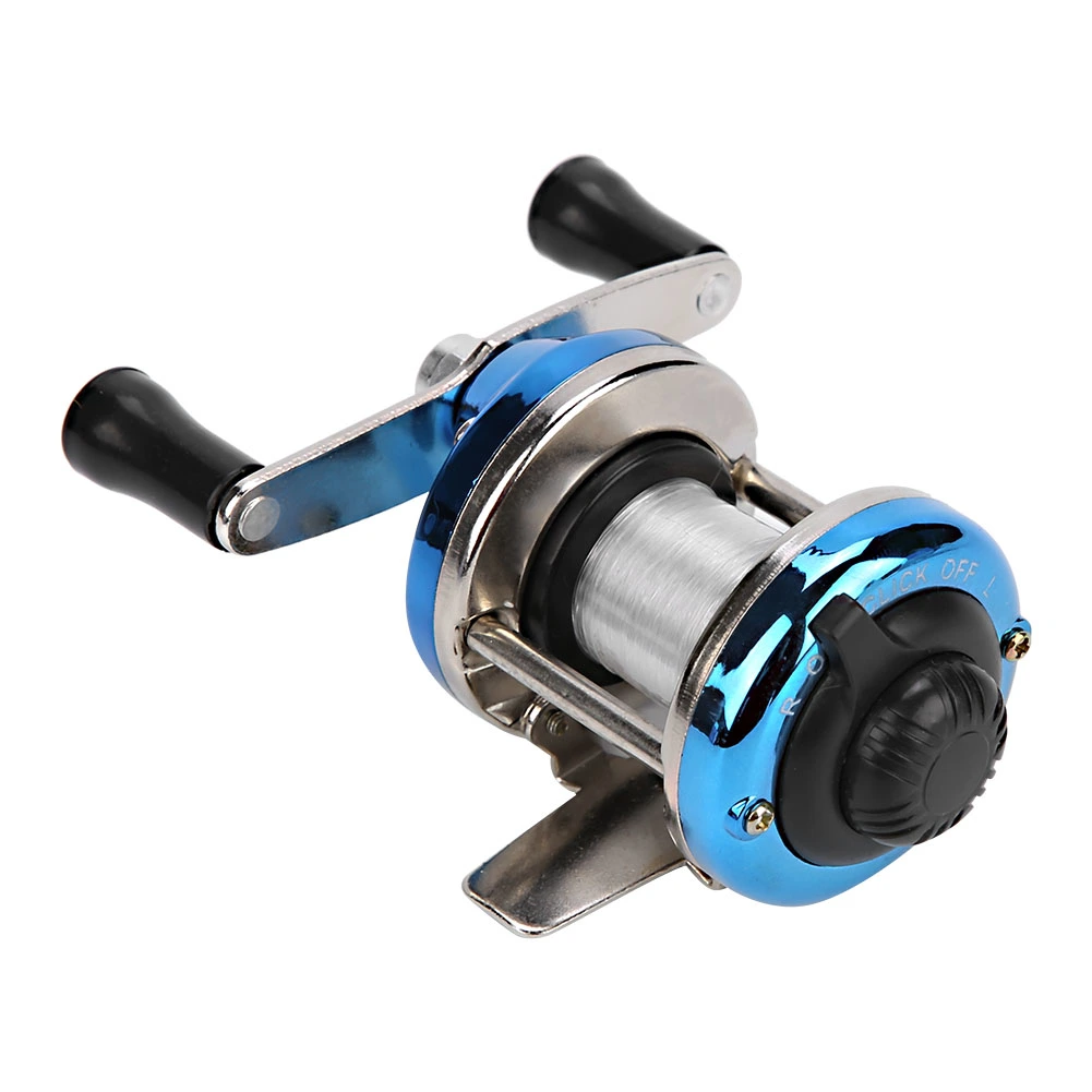 Portable Winter Ice Fishing Reel Wheel with Wire Outdoor Casting Tackle(Blue)