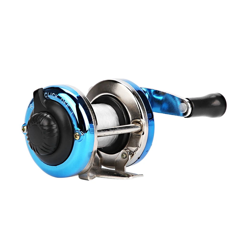 Portable Winter Ice Fishing Reel Wheel with Wire Outdoor Casting Tackle(Blue)