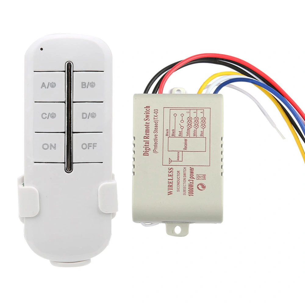 ON/OFF AC180-240V Wireless Receiver Lamp Light RF Remote Control Switch (3 Way 3*1000W)