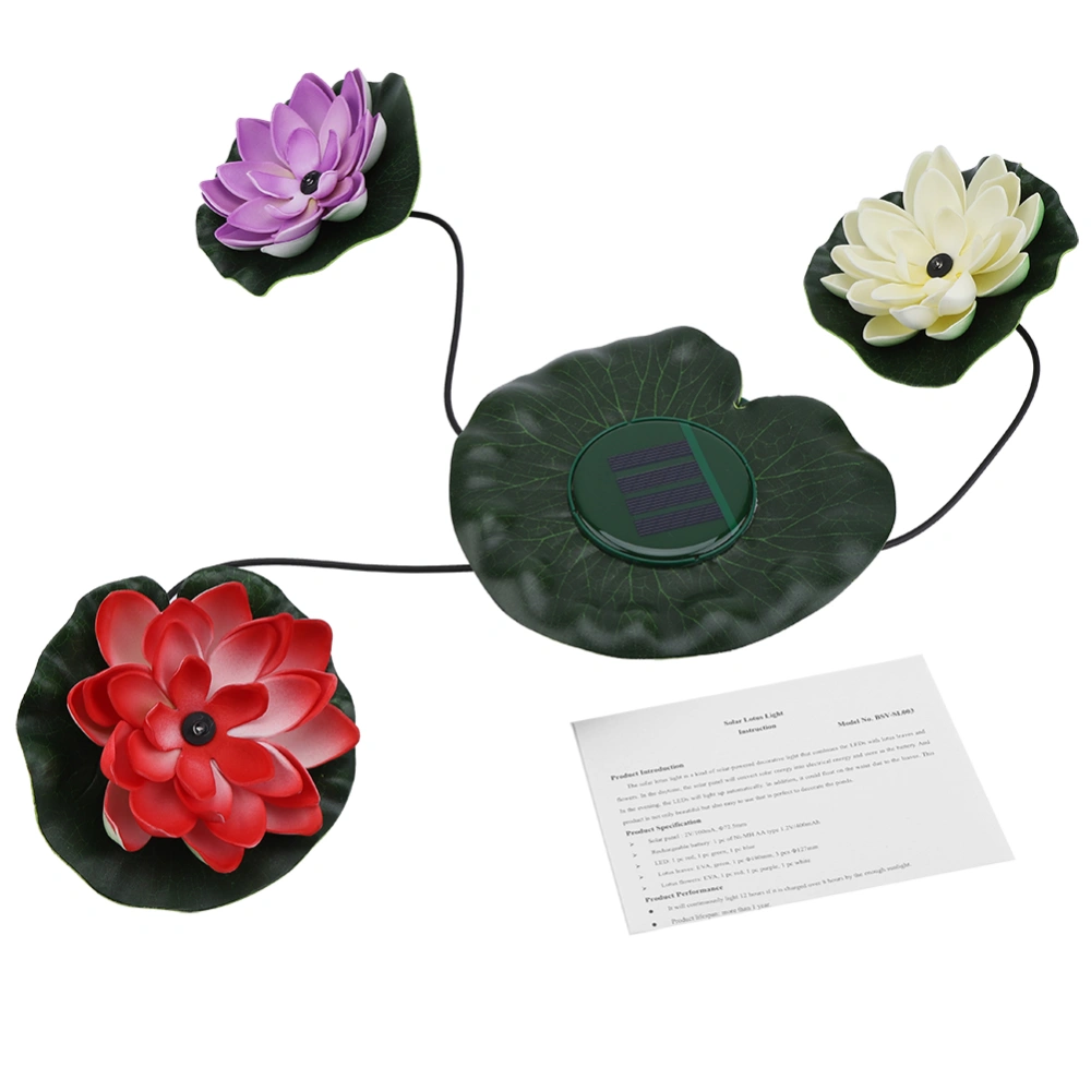 Solar Powered Light Decorative Lotus Flower Floating Lamp for Garden Pool Water Pond