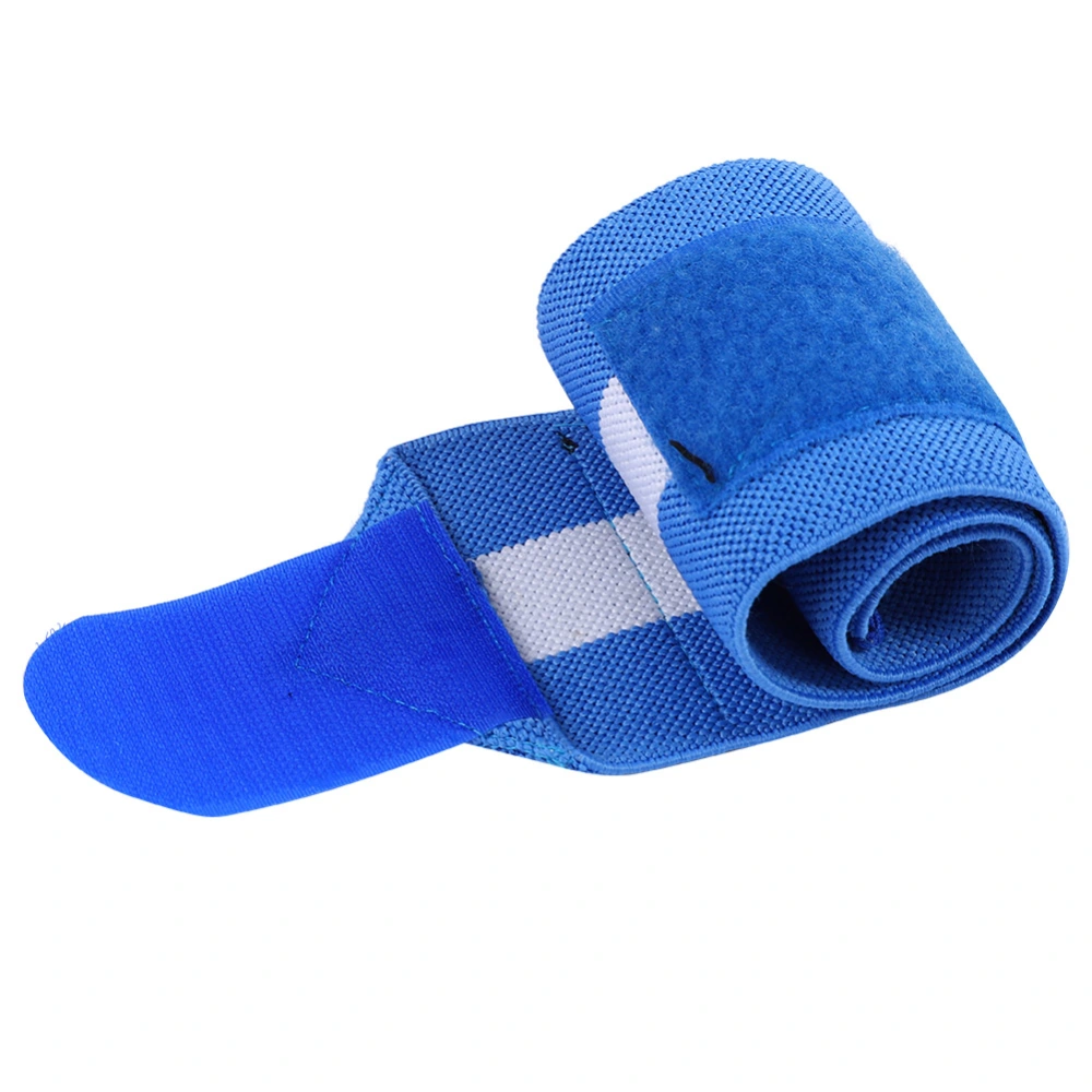 Wrist Adjustable Elastic Wraps Bandages Weightlifting Wristband Breathable Gym(blue&white)