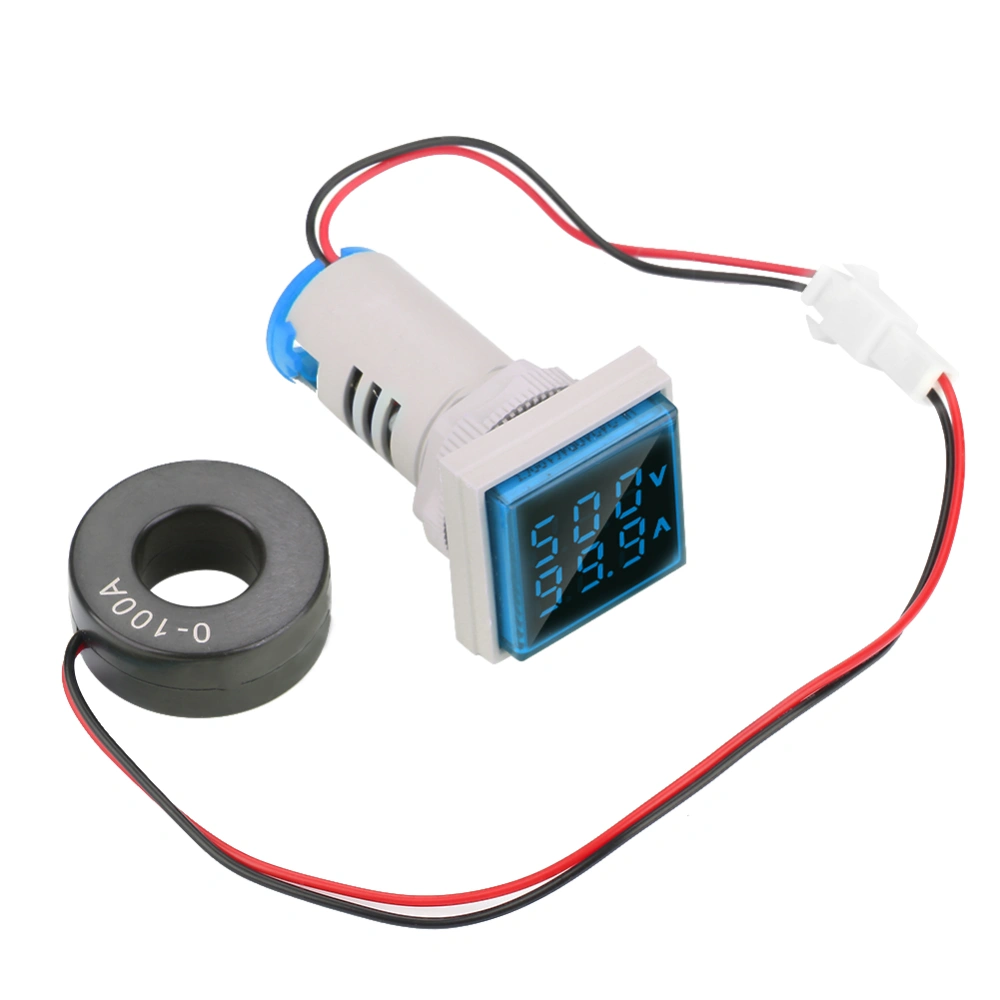 LED Digital Display AC Voltage Current Meter Indicator 22mm 0-100A Meter Indicator (blue)