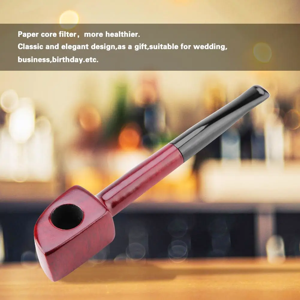 3mm Mini Rosewood Tobacco Pipe Portable Smoking Cigarette Wooden Pipe with Paper Core Filter