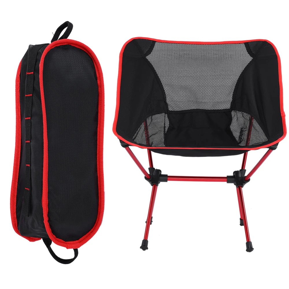 Portable Lightweight Fishing Camping Folding Chair Outdoor Folded Seat (Red)