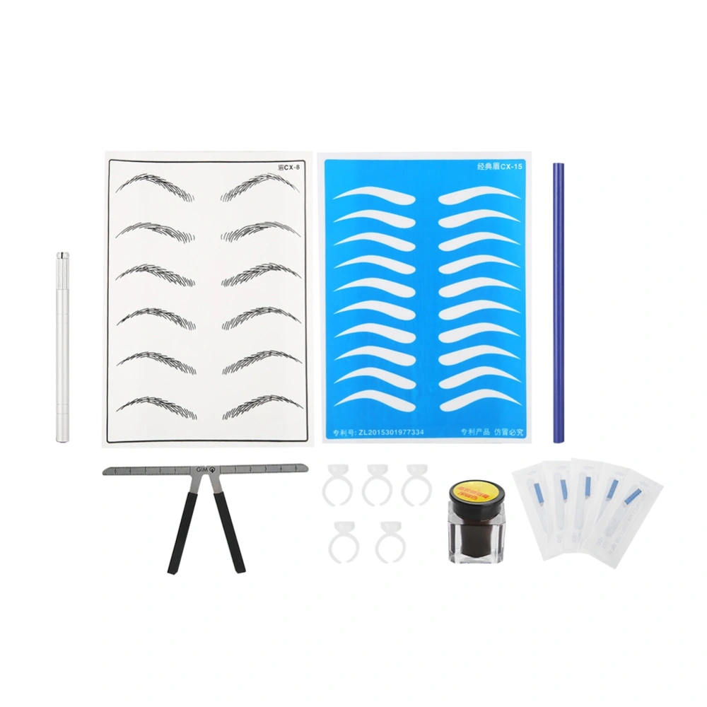 Microblading Eyebrow Tattoo Kit Practice Skin Needle Pigment Ring Cup Tattoo Set 7#