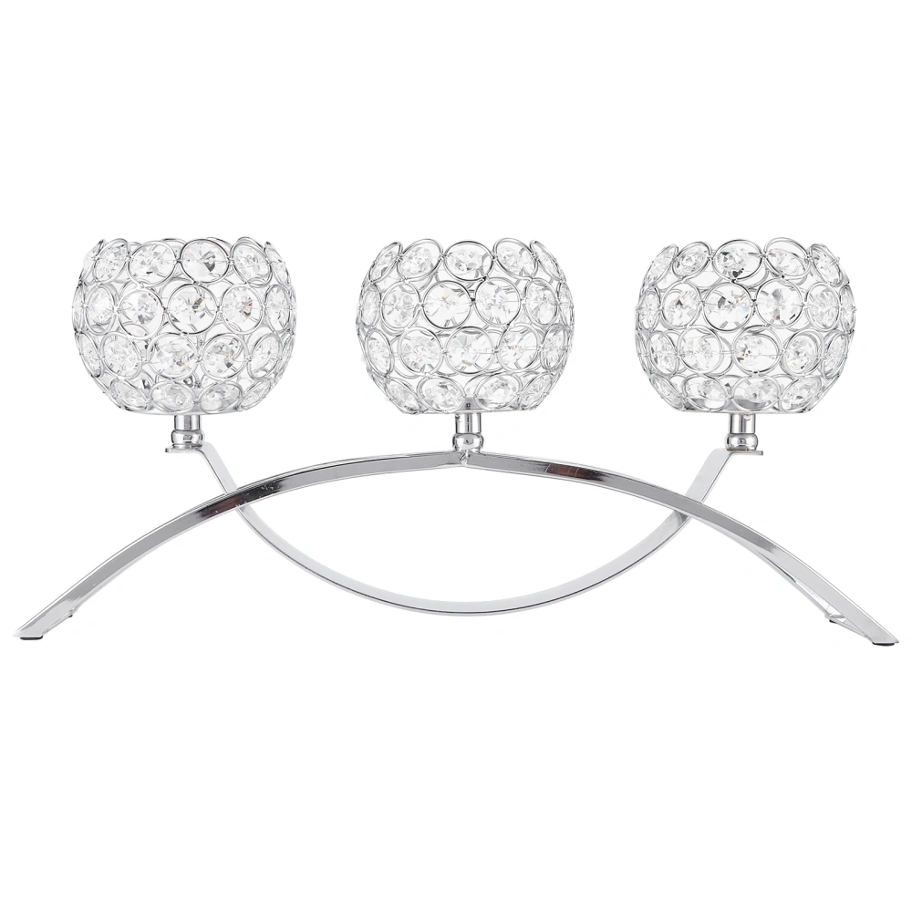 3 Arms??European Classic Arch Iron Crystal Ball Romantic Candlelight Dinner Candlestick(Sliver)