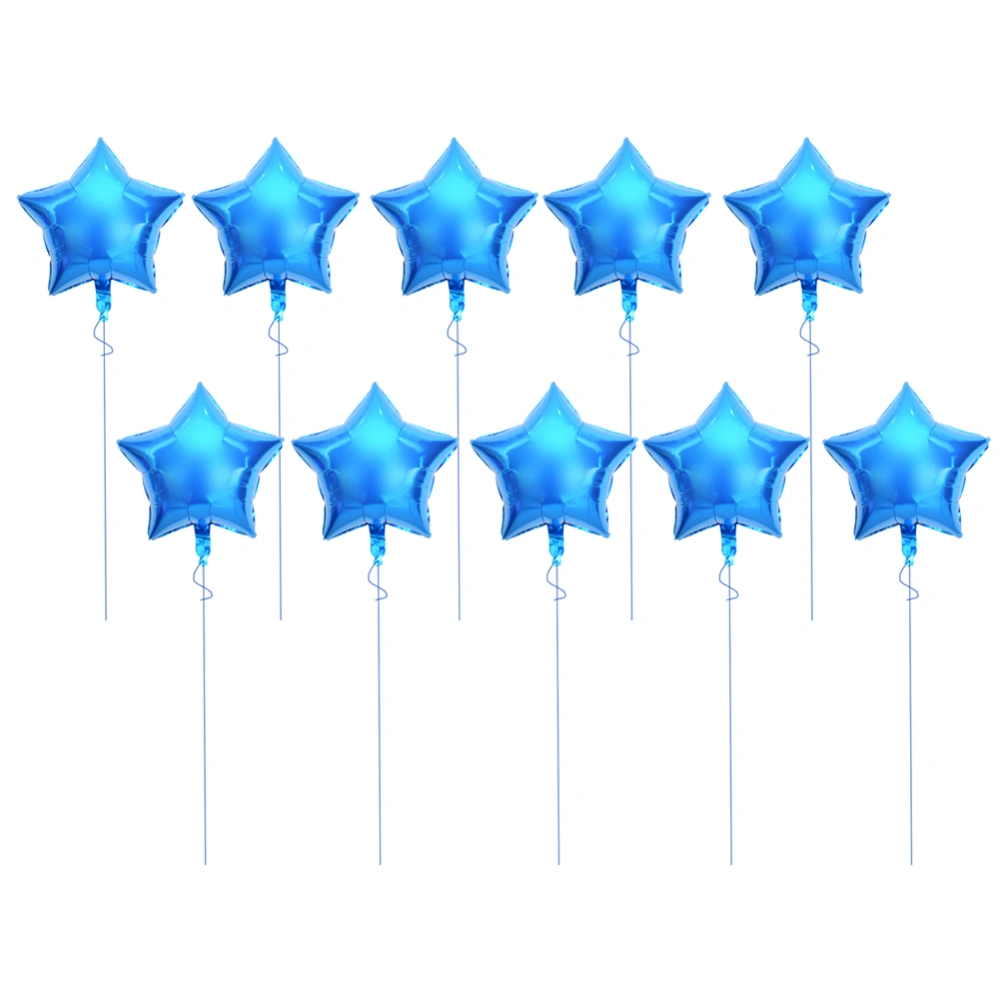 10pcs 10" Five Star Aluminum Foil Balloons Party Wedding Birthday Decor (Blue)