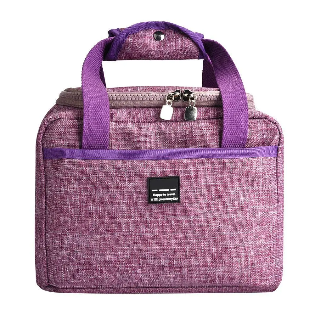 Thicken Insulated Lunch Box Bag Thermal Portable Food Container for School Picnic(Purple)