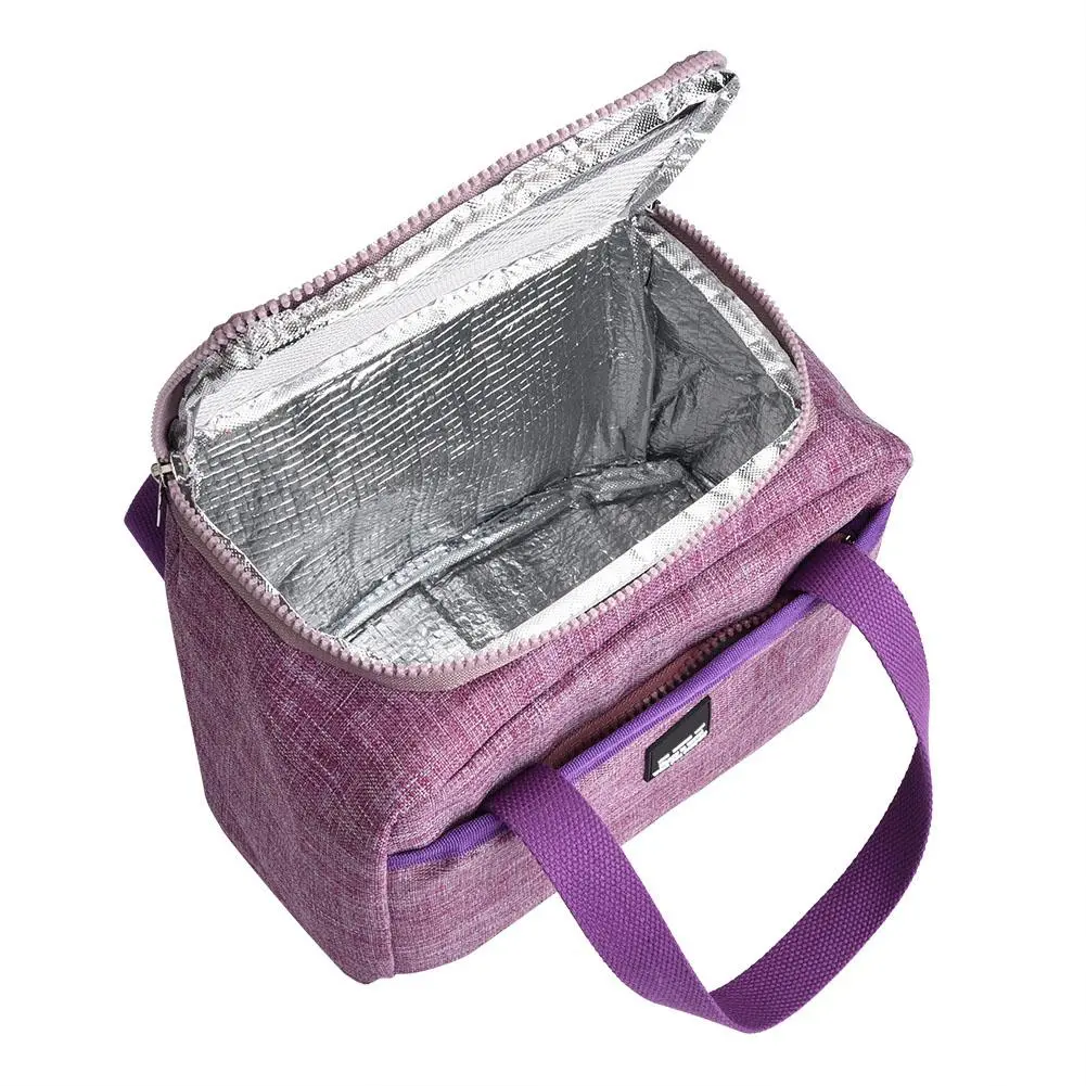 Thicken Insulated Lunch Box Bag Thermal Portable Food Container for School Picnic(Purple)