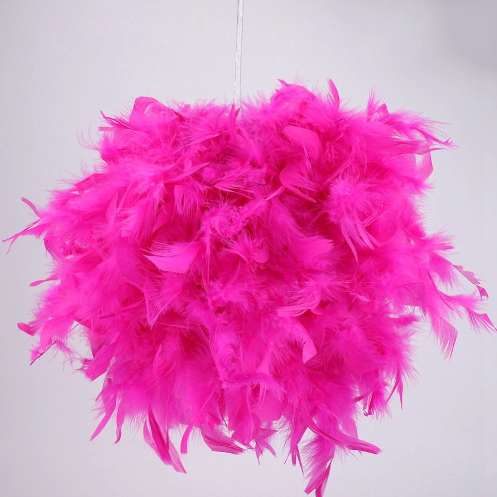 Feather Pendant Droplight Hanging Lamp for Living Room Exhibition Hall (Rose Red, M) 110-240V