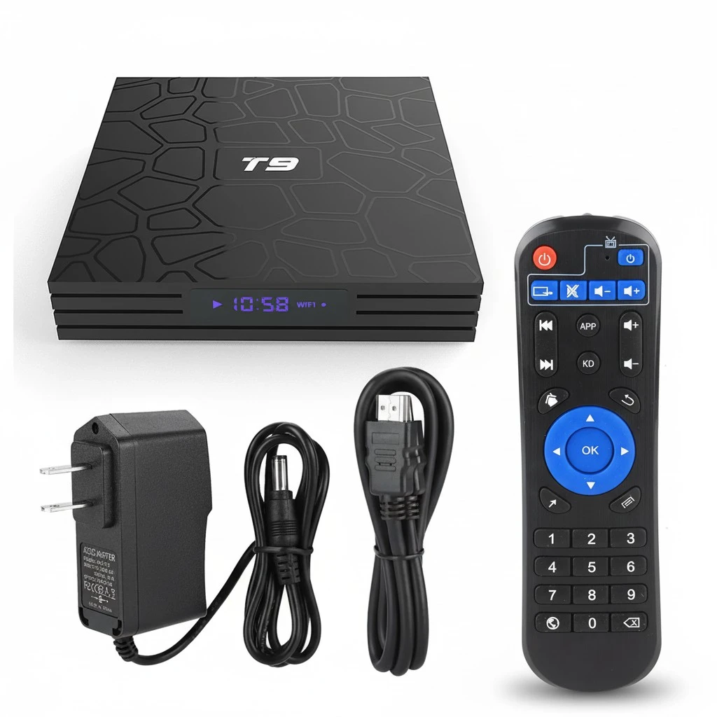 T9 RK3328 4K 2.4G WIFI Bluetooth USB 3.0 32GB Smart TV Box for Android 9.0 (US Plug 110-240V)